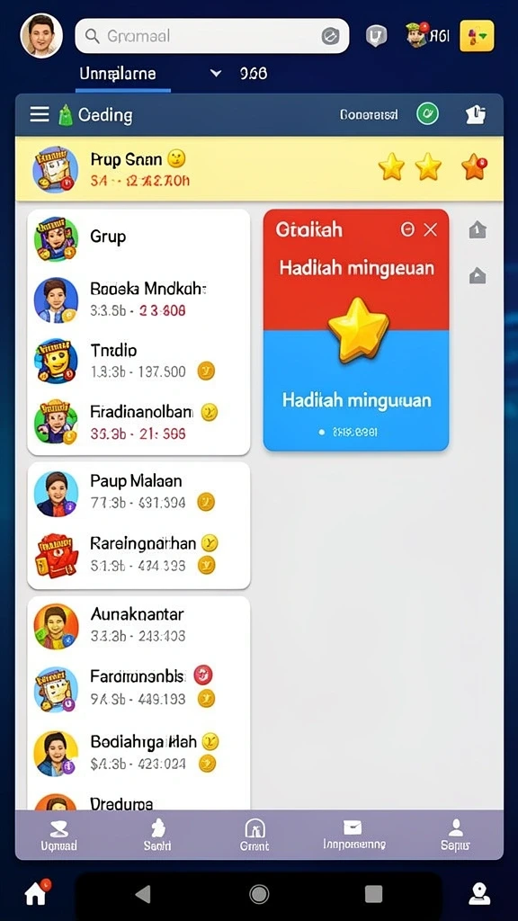 Lingkungan permainan yang penuh warna dan detail.