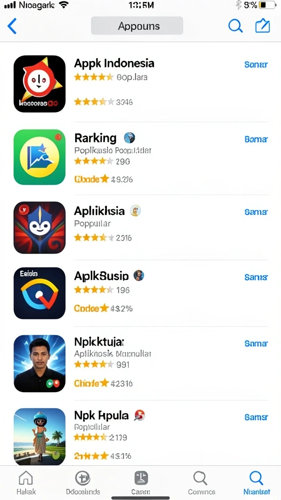 Screenshot menunjukkan pilihan permainan yang beragam.