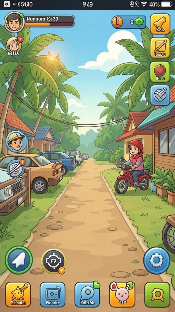 Screenshot menunjukkan karakter dan pilihan permainan dalam QGLUCKY.